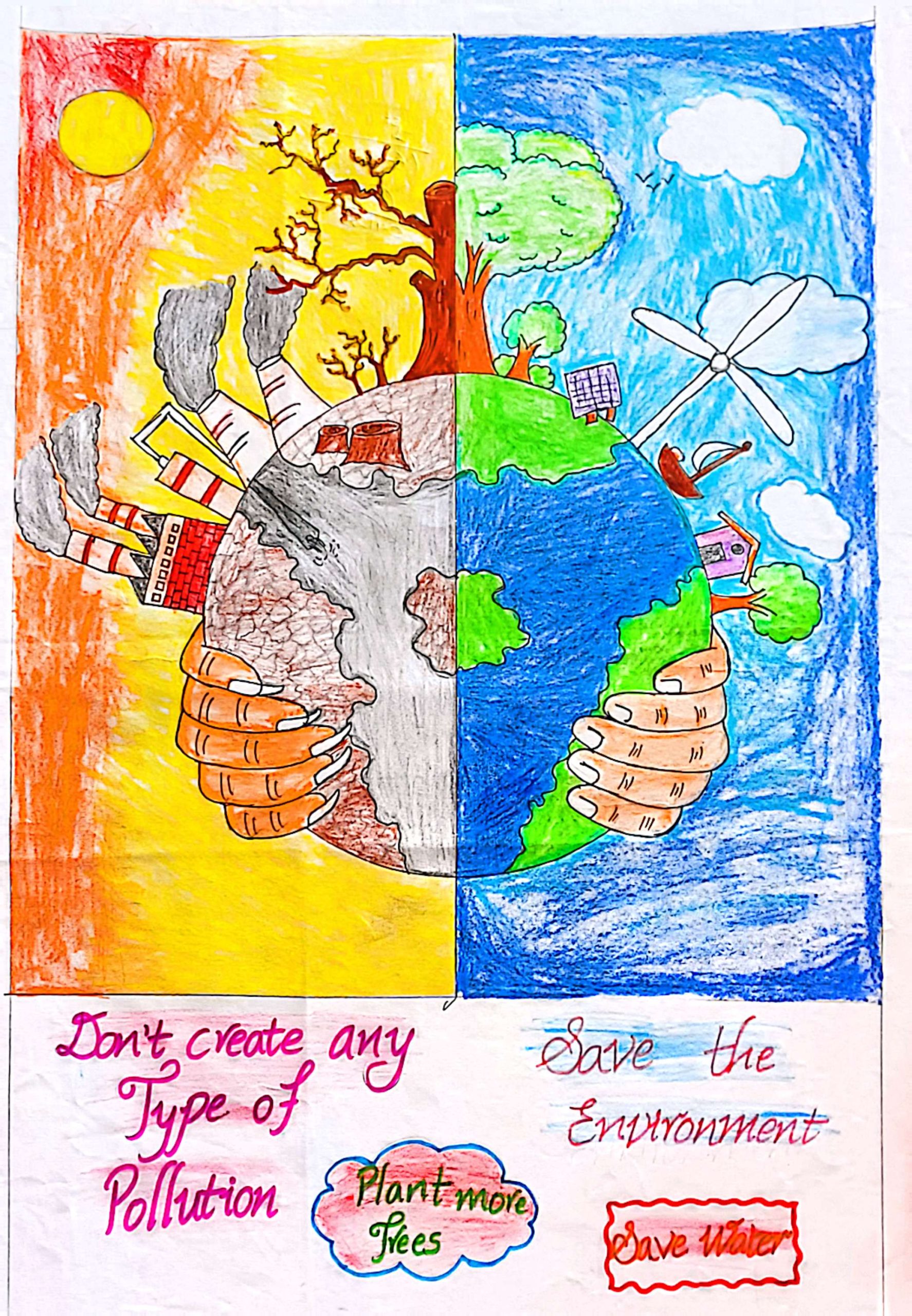 Best Six Drawing by Students || Save the environment